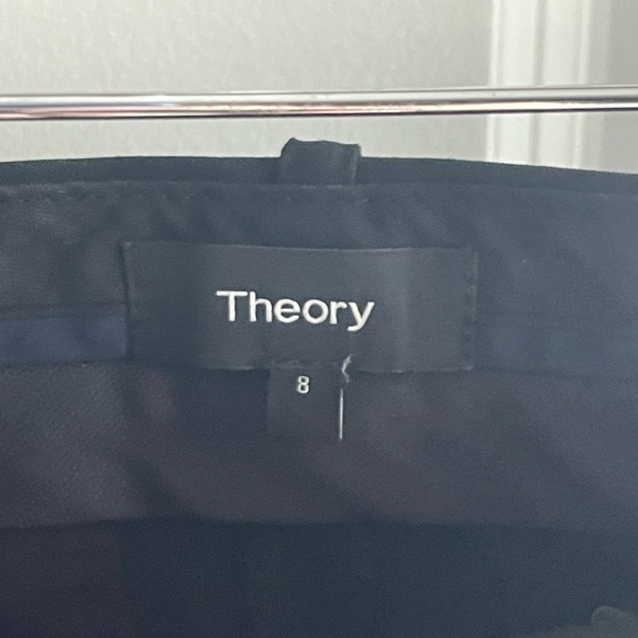 THEORY Testra Wool-Blend Pant Black Crop Length Belt Loops {$275 MSRP} Size 8 - Picture 5 of 9